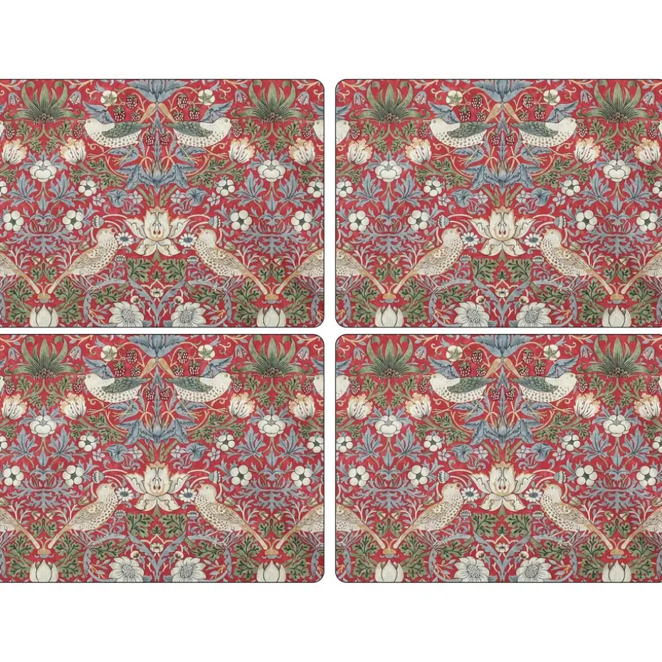 Set de table Strawberry Thief 30x40 cm, lot de 4, Rouge
