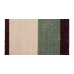 Stripes paillasson horizontal, Green-ivory-bordeaux, 60x90 cm