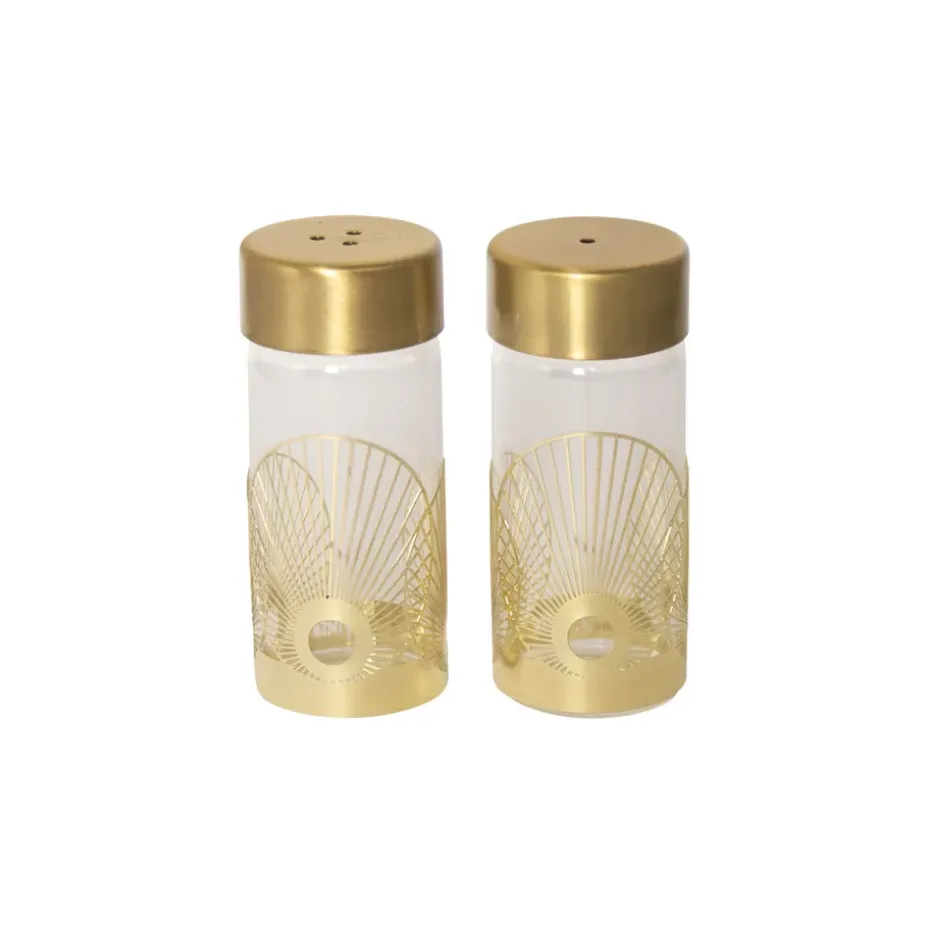 Sun salière et poivrière, Or-verre