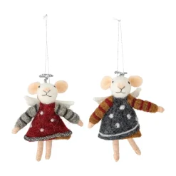 Suspension de sapin de Noël Peo laine 2 pièces, Rouge