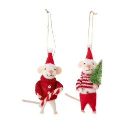Suspension de sapin de Noël Peo laine 2 pièces, Souris de Noël