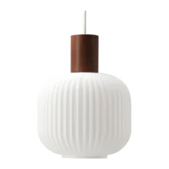 Suspension Fair Ø20 cm, Verre dépoli – frêne teinté foncé