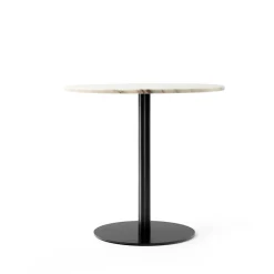 Table à manger Harbour Column, Marble off white-structure noire, Ø80 cm
