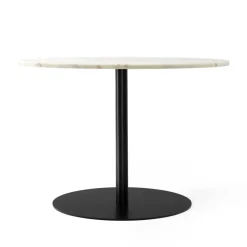 Table à manger Harbour Column, marble offwhite, ø105 cm, structure noire