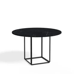 Table à manger ronde Florence, black marquina marble, ø 120 cm, structure noire