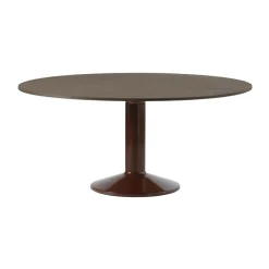Table à pied central Midst, Dark oiled oak-dark red, Ø160 cm