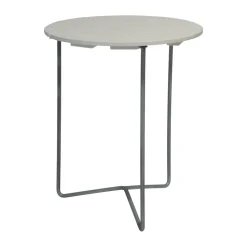 Table 6B, Chêne laqué blanc - pieds galvanisés, Ø60 cm