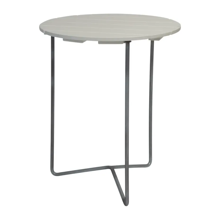 Table 6B, Chêne laqué blanc - pieds galvanisés, Ø60 cm