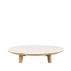 Table basse Aspect, Travertin-teak