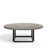 Table basse Florence, gris du marais marble, ø 90 cm, structure noire