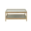 Table basse Ima 90x90 cm, Chêne blanchi pigmenté mat laqué – plateau en calcaire