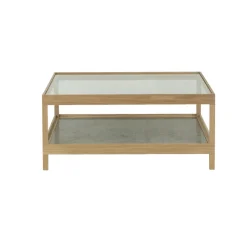 Table basse Ima 90x90 cm, Chêne blanchi pigmenté mat laqué – plateau en calcaire