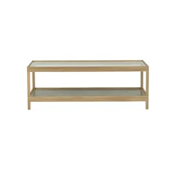 Table basse Ima 125x50 cm, Chêne blanchi pigmenté mat laqué – plateau en calcaire