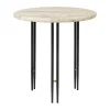 Table basse IOI Ø50 cm, Noir - laiton - marbre beige