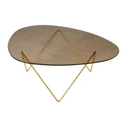Table basse Pedrera, Laiton semi-mat-verre structuré bronze