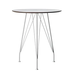 Table bistrot Desirée, Blanc, ø 64 cm, base laquée blanche