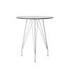 Table bistrot Desirée, Stratifié blanc, ø 110 cm, base laquée blanche