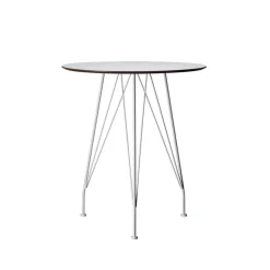 Table bistrot Desirée, Stratifié blanc, ø 110 cm, base laquée blanche
