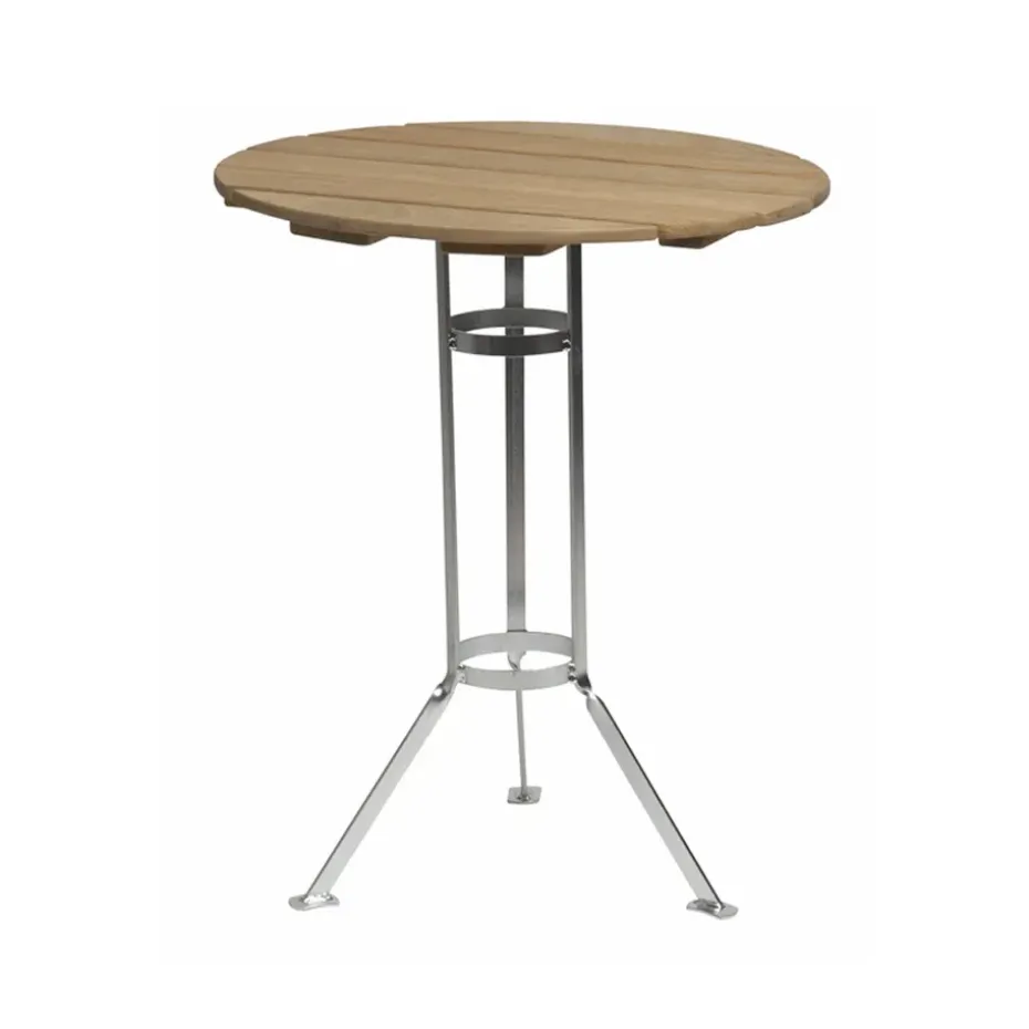 Table Brasserie à trois pieds, Chêne huilé-structure en acier avec galvanisation à chaud