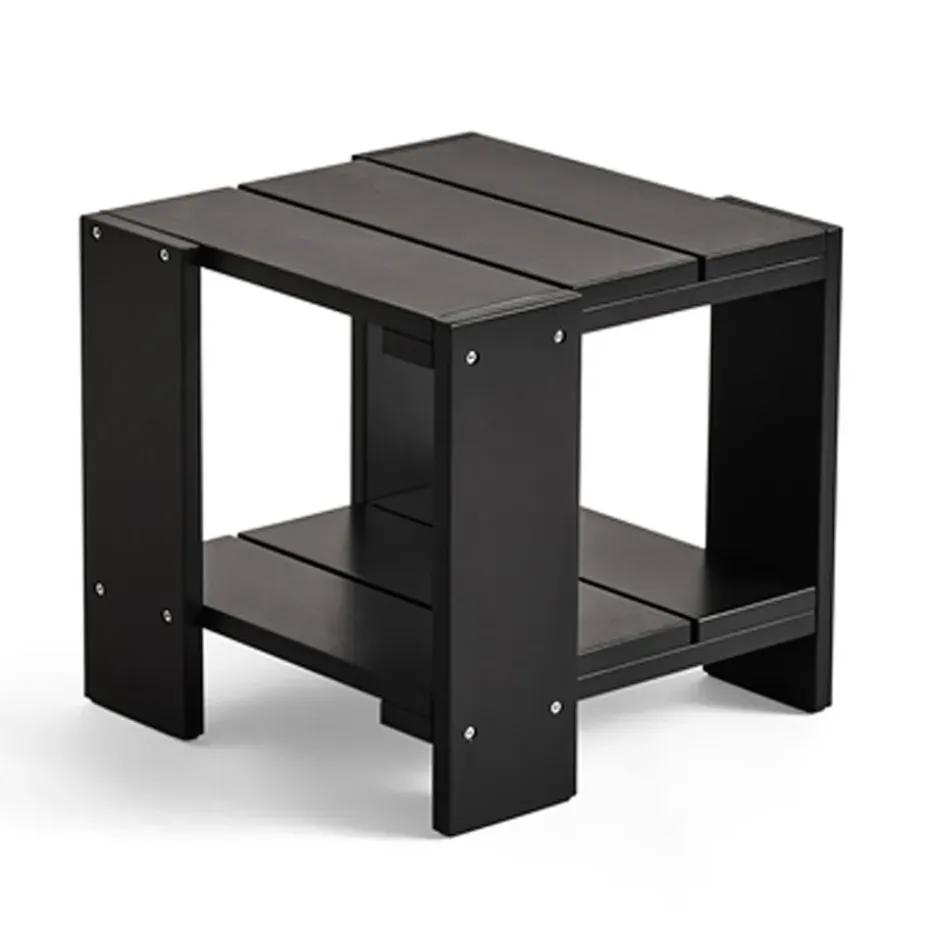Table Crate Side Table 49,5x49,5x45 cm pin laqué, Black