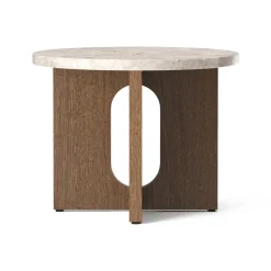 Table d’appoint Androgyne Ø50 cm chêne teinté foncé, Plateau de table Kunis Breccia