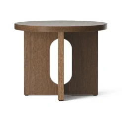 Table d’appoint Androgyne Ø50 cm chêne teinté foncé, Plateau de table en chêne teinté foncé