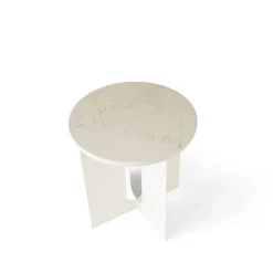 Table d'appoint Androgyne, marble ivory, ø 42 cm, structure en acier ivoire