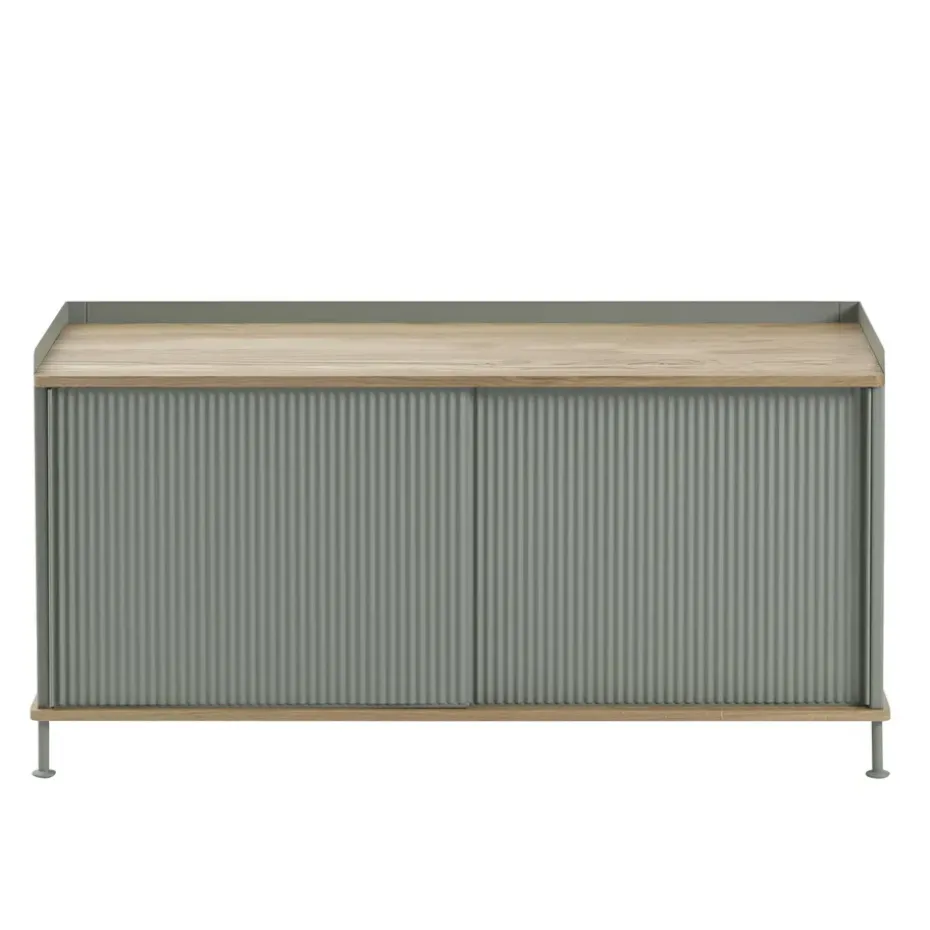 Table d'appoint Enfold, basse 125x45x63 cm, chêne, vert