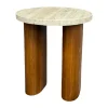 Table d’appoint Vikman, Chêne-travertin beige