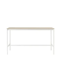 Table de bar Base High, oak, structure blanche, bord en contreplaqué, l85 L190 H105