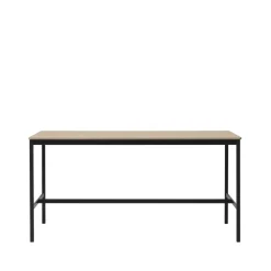 Table de bar Base High, oak, structure noire, bord en contreplaqué, l85 L190 H95