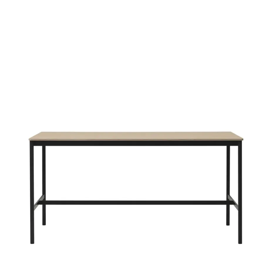 Table de bar Base High, oak, structure noire, bord en contreplaqué, l85 L190 H95