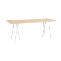 Table de bar Loop Stand incl. support 92,5x250 cm, White-clear lacq. oak