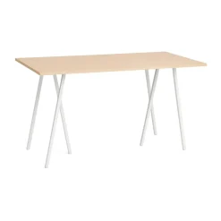 Table de bar Loop Stand incl. support 87,5x180 cm, White-clear lacq. oak