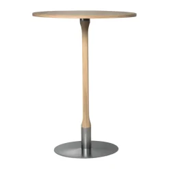 Table de bar Rod Ø70 cm, Chêne laqué mat pigment blanc
