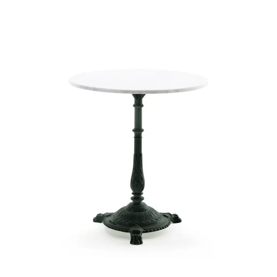 Table de café Classic, Marbre blanc, support noir