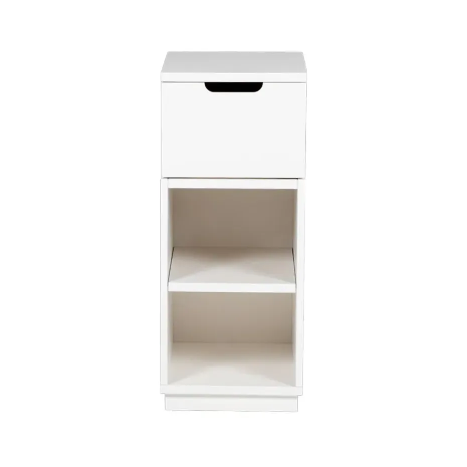 Table de chevet Aoko 72 cm 1 tiroir, Blanc laqué