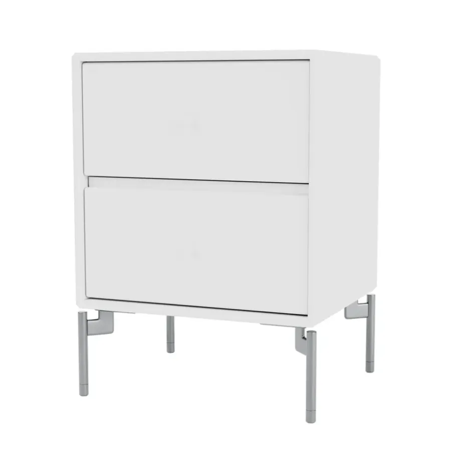 Table de chevet Drift, new white 101, pieds chromés cm