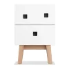 Table de chevet Peep S1, blanc, retro, structure en chêne