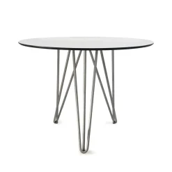 Table High Tech, ø90 cm, Blanc -structure en acier avec galvanisation à chaud