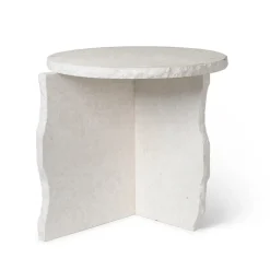 Table Mineral Sculptural Ø52 cm, Bianco Curia