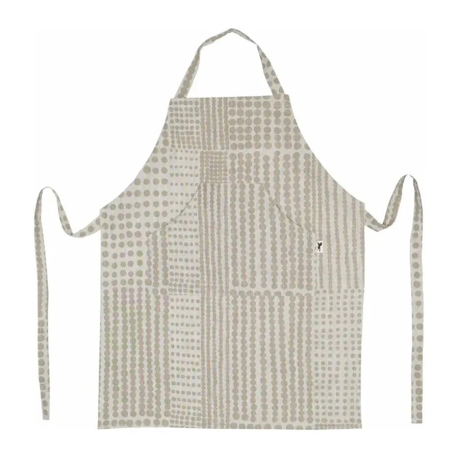 Tablier à pois, Naturel-taupe
