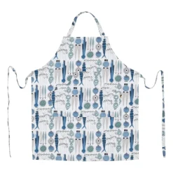 Tablier Picknick petit motif, Bleu-beige