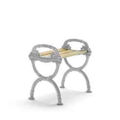 Tabouret Byarum, Imprégnation de pin, structure en aluminium brut