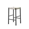 Tabouret de bar Betty TK7, Black, assise en ruban de lin tressé naturel