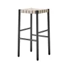 Tabouret de bar Betty TK8, black, assise en ruban de lin tressé naturel