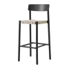 Tabouret de bar Betty TK15 Bar Chair 75 cm, Frêne laqué noir-lin naturel
