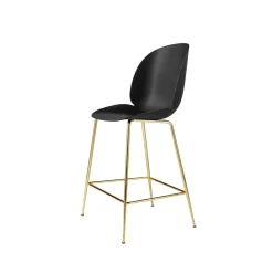 Tabouret de bar Gubi 3D bas, black, structure en laiton