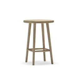 Tabouret de bar Miss Button, chêne huilé blanc, moyen