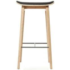 Tabouret de bar NY11 assise cuir chêne 65 cm, Ultra black